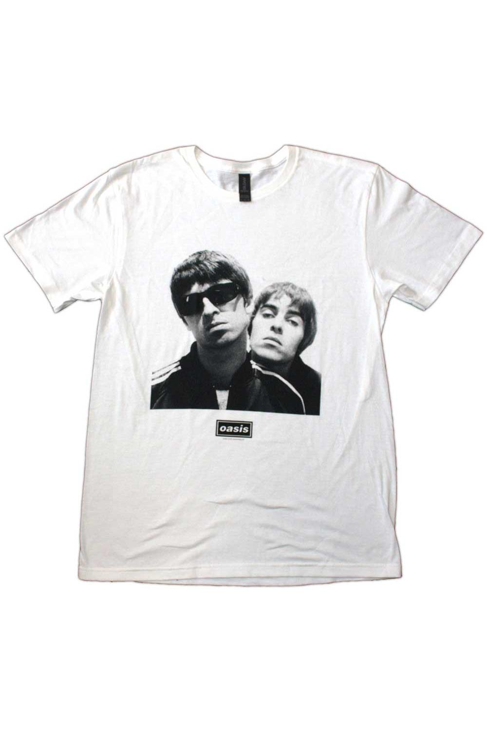 Oasis Liam and Noel Close Up White Tshirt