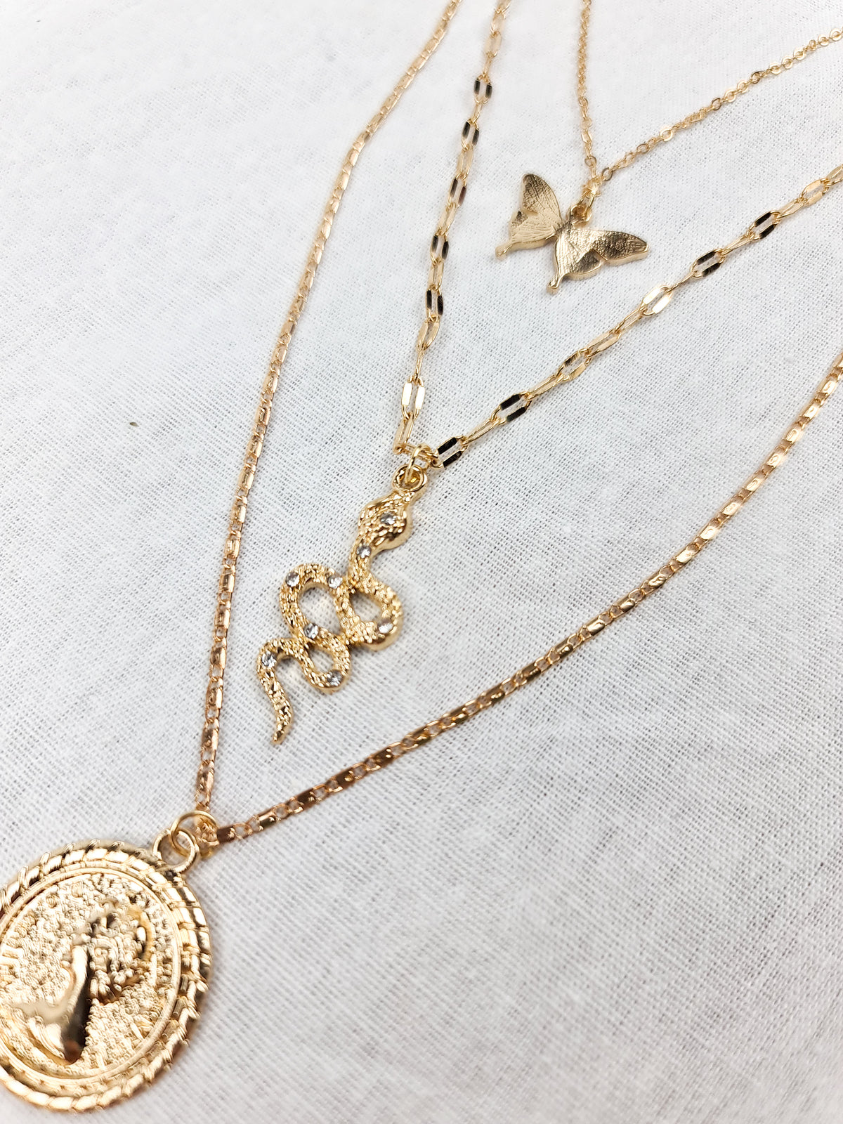 Eden Layered Pendant Necklace Gold